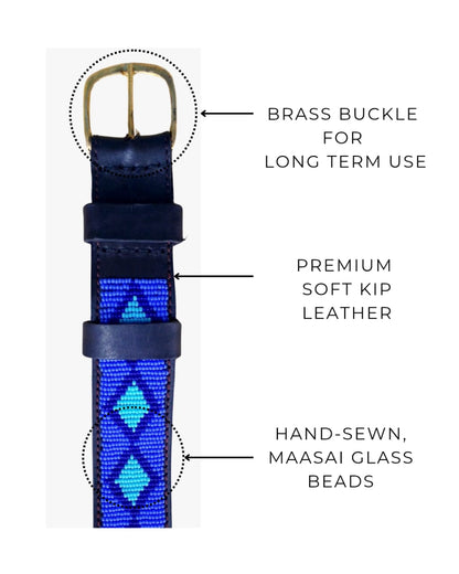 Handcrafted Maasai Belt - Electric Blue Geometric