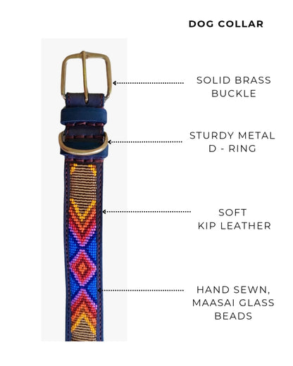 Handcrafted Maasai Dog Collar - Colorful Geometric