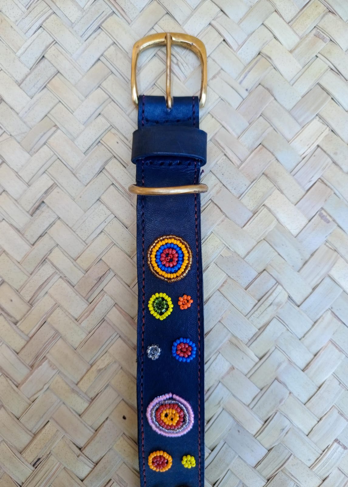 Handcrafted Maasai Dog Collar - Colorful Circles