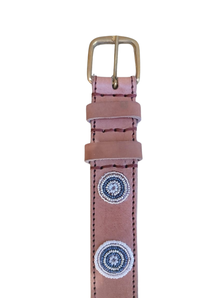 Handcrafted Maasai Belt - White Circles