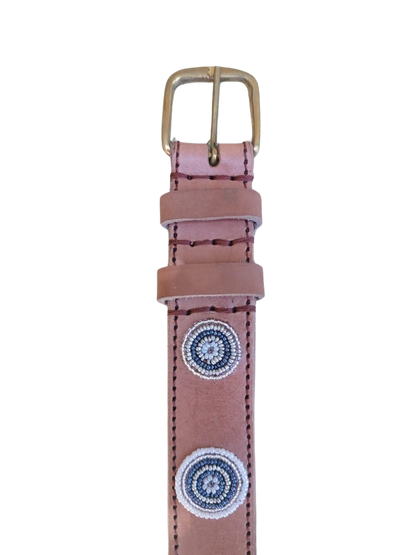Handcrafted Maasai Belt - White Circles