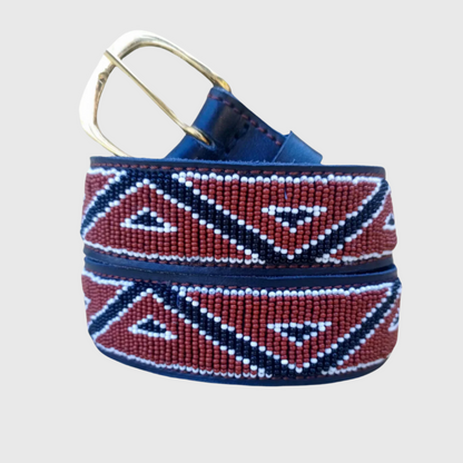Handcrafted Maasai Belt - Brown Geometric