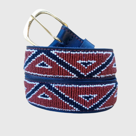 Handcrafted Maasai Belt - Brown Geometric