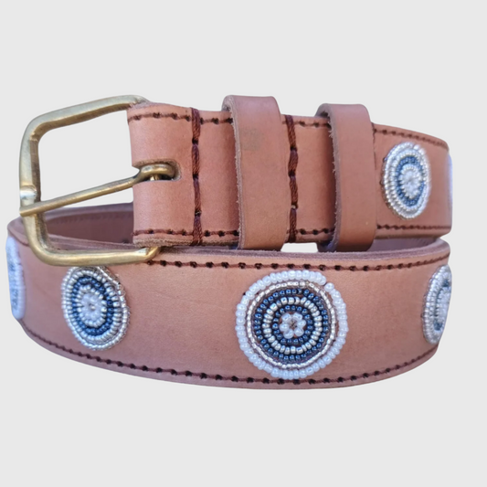 Handcrafted Maasai Belt - White Circles
