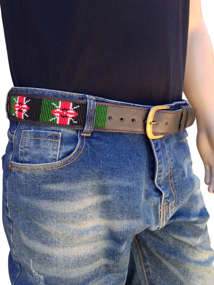 Handcrafted Maasai Belt - Kenya Flag