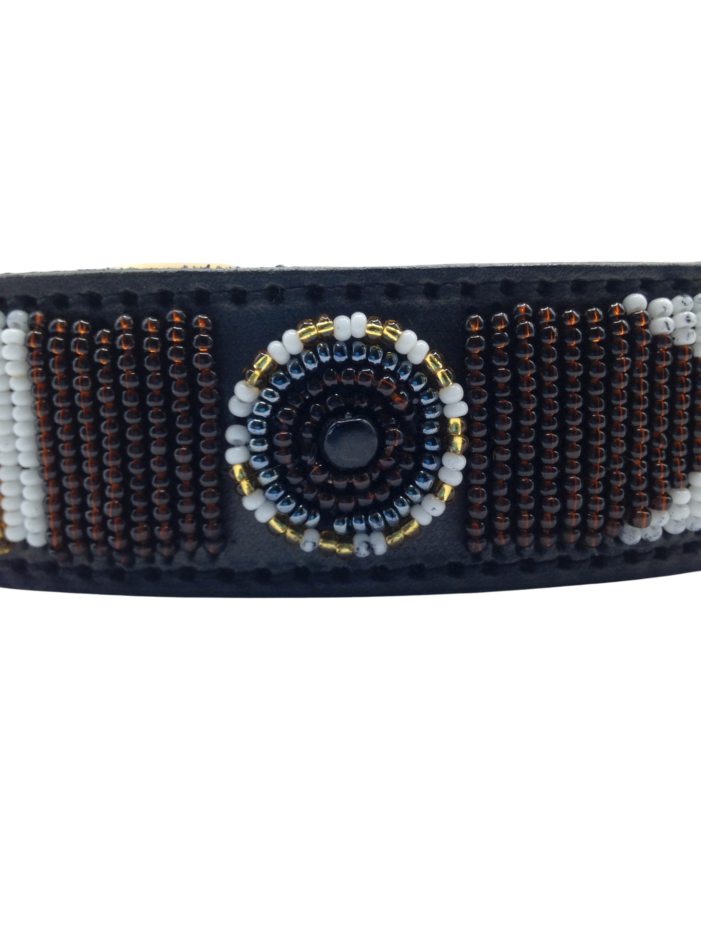 Handcrafted Maasai Dog Collar -Brown Gold Geometric