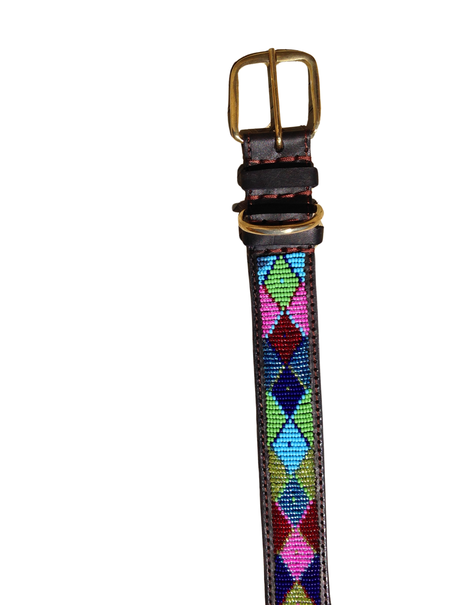 Handcrafted Maasai Dog Collar - Pink Blue Geometric