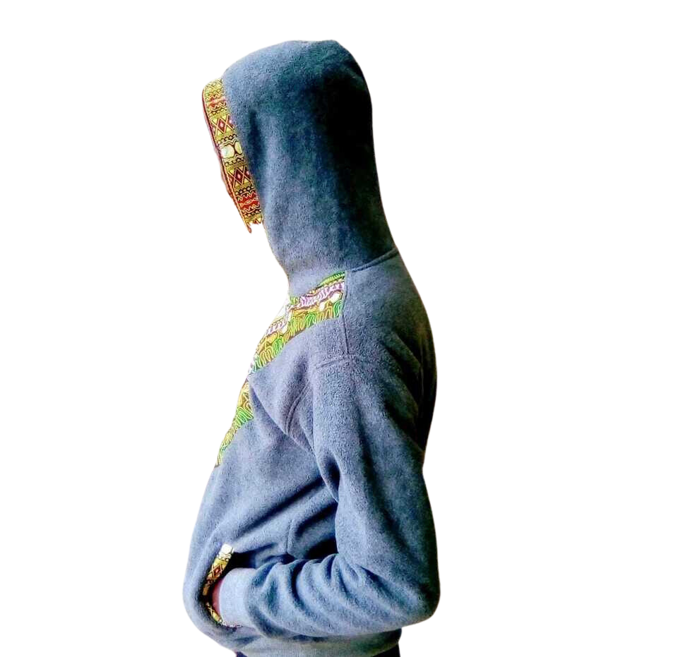 Hoodie Dashiki Fleece Gray
