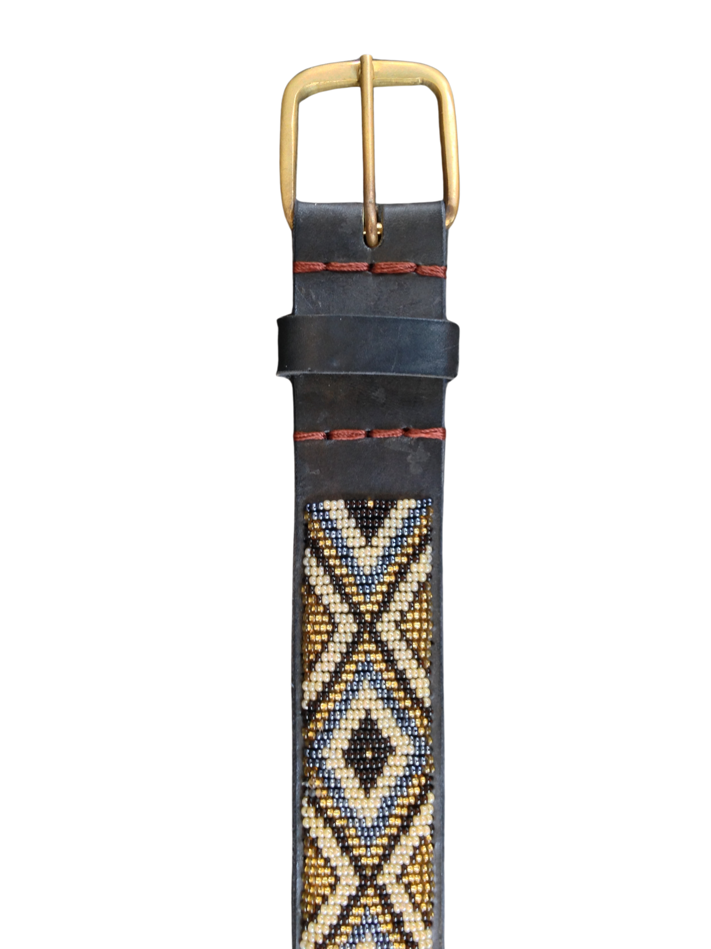 Handcrafted Maasai Belt - Gold Silver Geometric