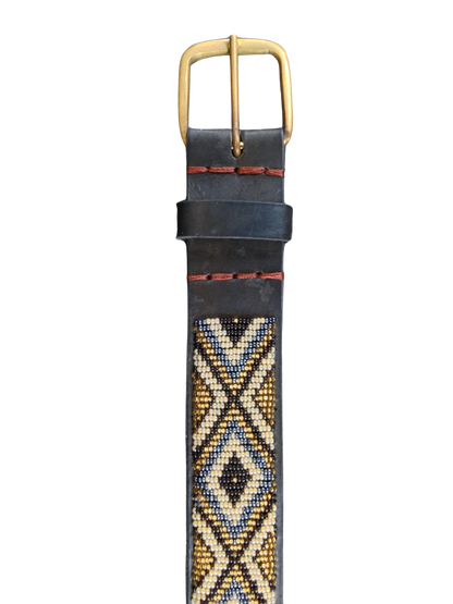 Handcrafted Maasai Belt - Gold Silver Geometric