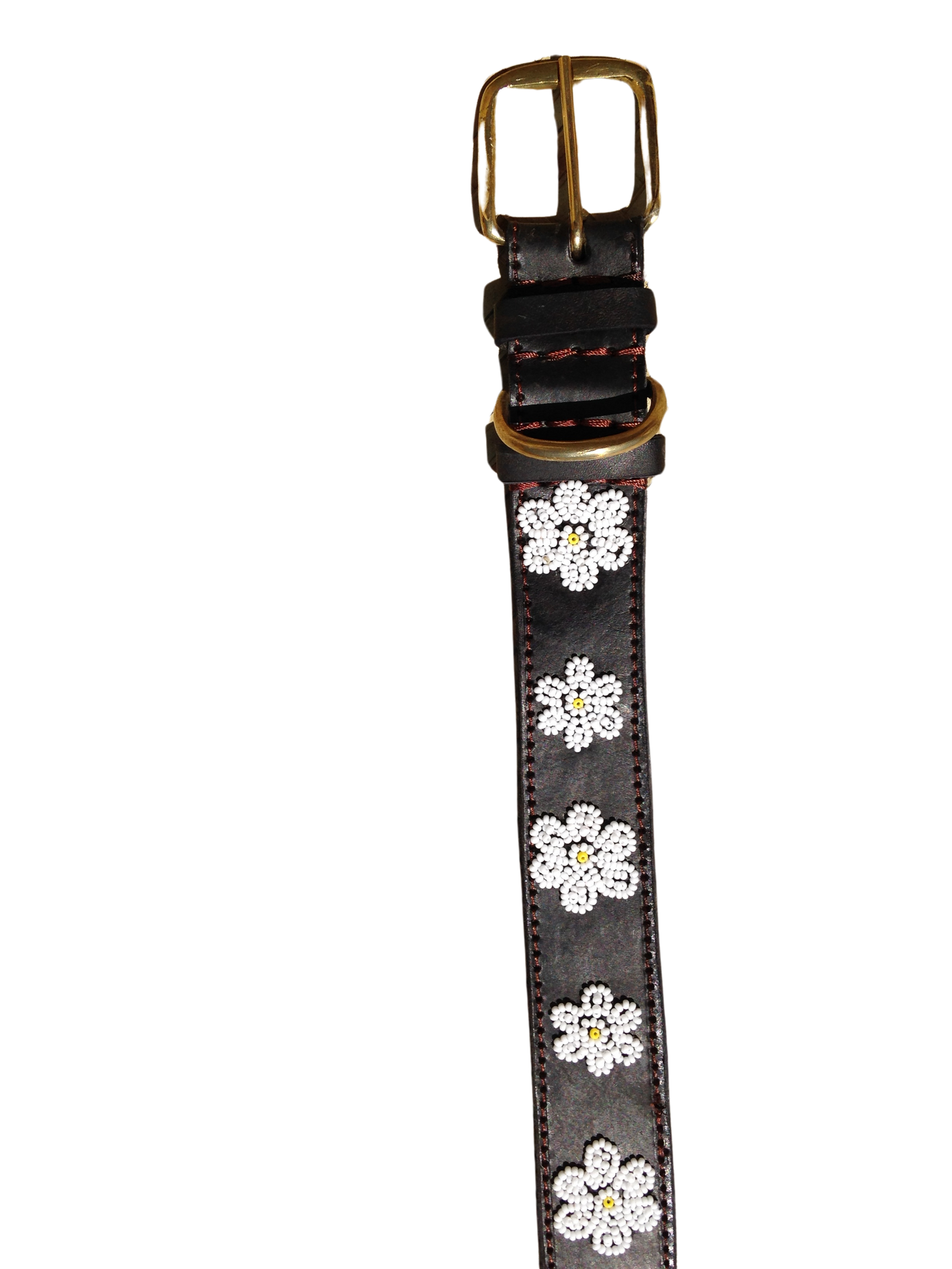Handcrafted Maasai Dog Collar - White Floral