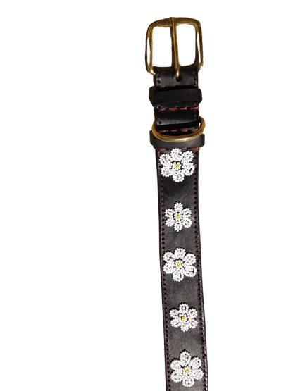 Handcrafted Maasai Dog Collar - White Floral