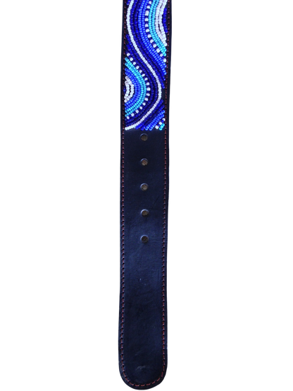 Handcrafted Maasai Belt - Electric Blue Waves