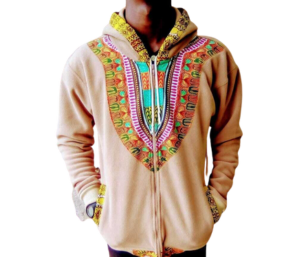 Hoodie Dashiki Fleece Beige