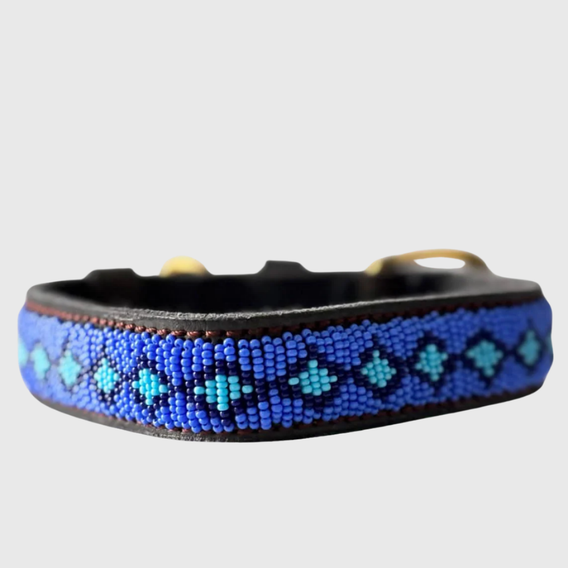 Handcrafted Maasai Dog Collar - Blue Geometric